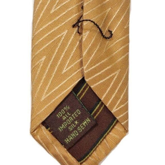 BCBG Attitude Golden Brown Silk Neck Tie Zig Zag Geometric Print Office Career - Picture 8 of 13